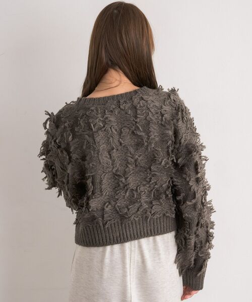 RETRO GIRL(レトロガール)の「【S/Lサイズ】フリンジPO(ニット/セーター・レディース・チャコールグレー/ダークブルー/ナチュラル・LARGE/SMALL)」の13枚目の写真