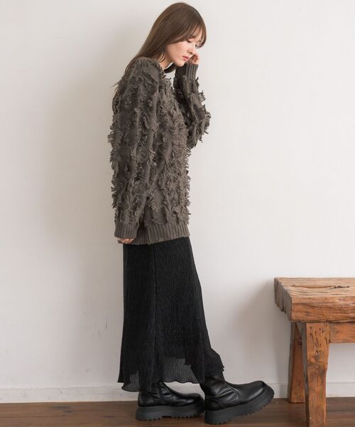 RETRO GIRL(レトロガール)の「【S/Lサイズ】フリンジPO(ニット/セーター・レディース・チャコールグレー/ダークブルー/ナチュラル・LARGE/SMALL)」の15枚目の写真