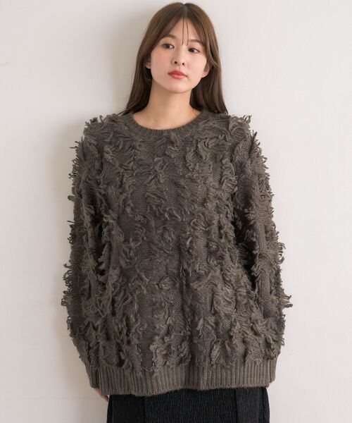 RETRO GIRL(レトロガール)の「【S/Lサイズ】フリンジPO(ニット/セーター・レディース・チャコールグレー/ダークブルー/ナチュラル・LARGE/SMALL)」の18枚目の写真