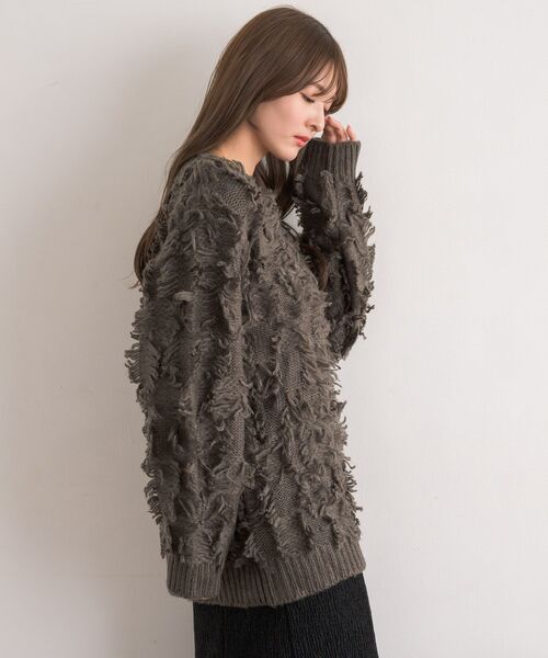 RETRO GIRL(レトロガール)の「【S/Lサイズ】フリンジPO(ニット/セーター・レディース・チャコールグレー/ダークブルー/ナチュラル・LARGE/SMALL)」の19枚目の写真