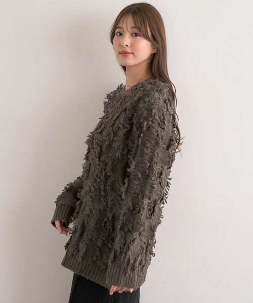 RETRO GIRL(レトロガール)の「【S/Lサイズ】フリンジPO(ニット/セーター・レディース・チャコールグレー/ダークブルー/ナチュラル・LARGE/SMALL)」の20枚目の写真