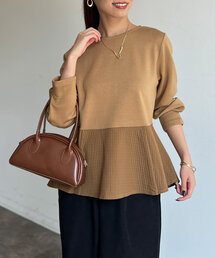 ダンボール×ジャガード切替ペプラムプルオーバー