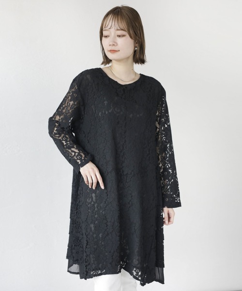 TO BE CHIC チュニック黒レース セール】 【WEB限定】UVカットデザインチュニック （カットソー