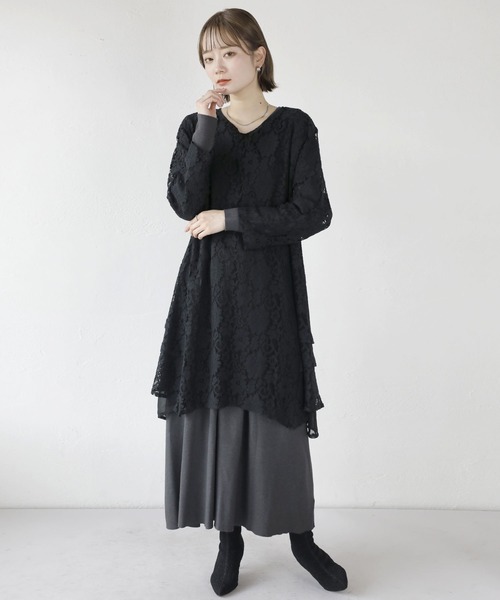 TO BE CHIC チュニック黒レース セール】 【WEB限定】UVカットデザインチュニック （カットソー