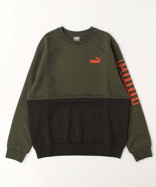 PUMA(プーマ)の「プーマ PUMA PUMA POWER MX クルー(スウェット・キッズ・オリーブ/ブルー/ブラック×ホワイト・100cm/110cm/120cm/130cm/140cm/150cm/160cm)」の1枚目の写真