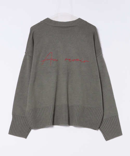 STYLEBLOCK（スタイルブロック）の「ロゴ刺繍ニットカーディガン（カーディガン/ボレロ・レディース・アイボリー/ブラック/チャコールグレー・M）」の6枚目の写真