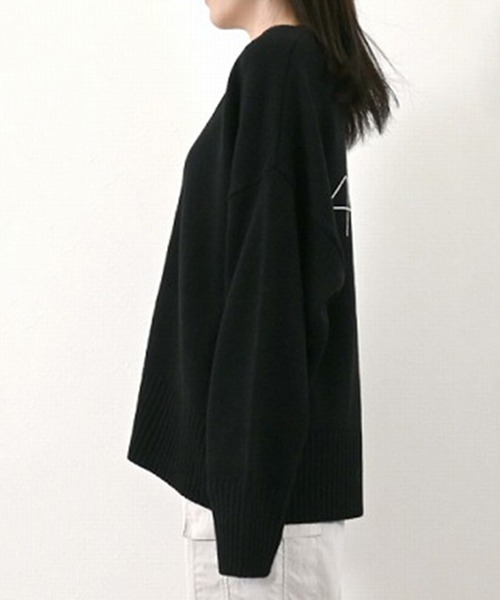 ロゴ刺繍 ブラックカーディガン ロゴ刺繍ニットカーディガン（カーディガン/ボレロ）｜STYLEBLOCK