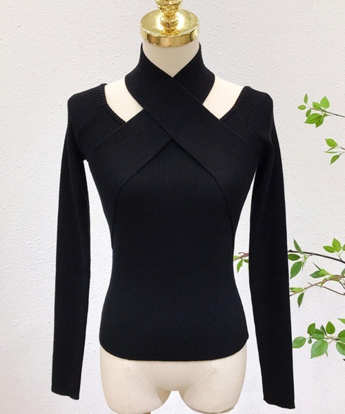 Miniministore(ミニミニストア)の「ショート丈トップス へそ出し リブニット(ニット/セーター・レディース・ホワイト/ブラック/ブルー/ワインレッド・FREE)」の22枚目の写真