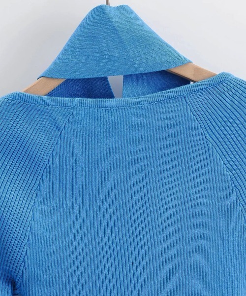 Miniministore(ミニミニストア)の「ショート丈トップス へそ出し リブニット(ニット/セーター・レディース・ホワイト/ブラック/ブルー/ワインレッド・FREE)」の15枚目の写真