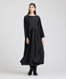 美品✨ハウスオブロータス シルクハブタエドットギャザーワンピース ロング M HOUSE OF LOTUS（ハウスオブロータス）の「シルクハブタエギャザー
