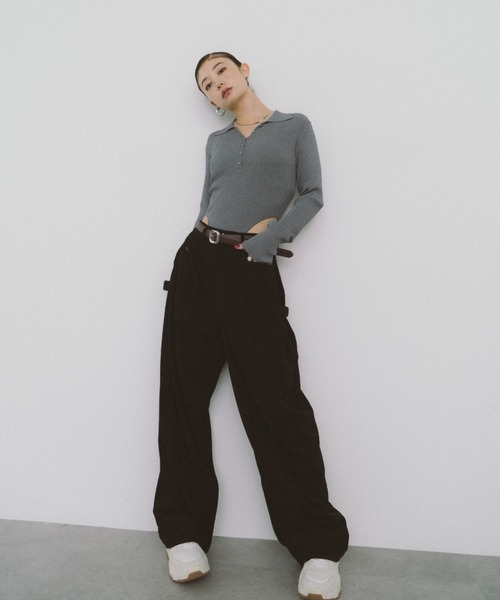 HANNE（アン）の「サイドタックコーデュロイパンツ（その他パンツ・レディース・ブラック/アイボリー・MEDIUM/SMALL）」の6枚目の写真