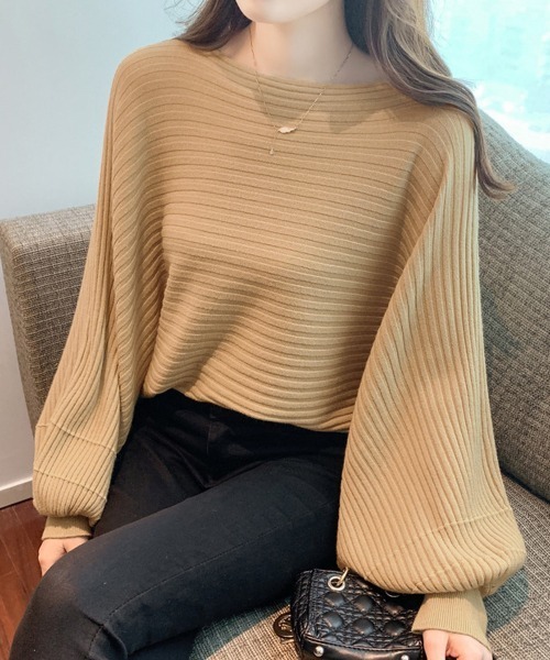 Miniministore(ミニミニストア)の「ドルマンニット リブニットトップス 秋冬(ニット/セーター・レディース・ベージュ/ホワイト/ブラック・FREE)」の13枚目の写真