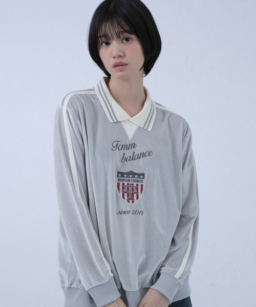 FCMM(エフシーエムエム)の「VELOUR CREWNECK/ベロアクルーネック(スウェット・レディース・ライトブルー/ブラック/グレー・MEDIUM/LARGE)」の2枚目の写真