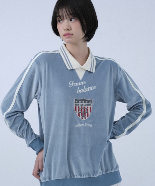 FCMM(エフシーエムエム)の「VELOUR CREWNECK/ベロアクルーネック(スウェット・レディース・ライトブルー/ブラック/グレー・MEDIUM/LARGE)」の3枚目の写真
