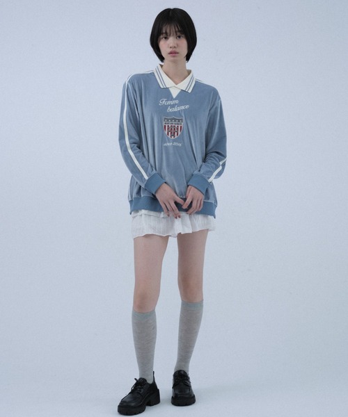 FCMM(エフシーエムエム)の「VELOUR CREWNECK/ベロアクルーネック(スウェット・レディース・ライトブルー/ブラック/グレー・MEDIUM/LARGE)」の12枚目の写真