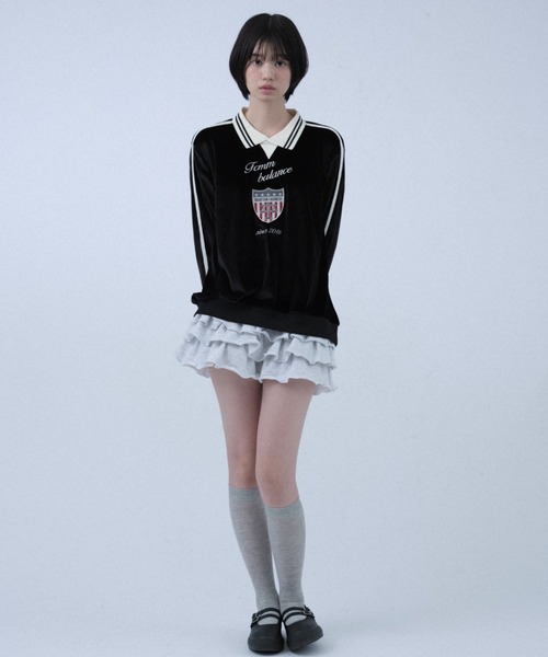 FCMM(エフシーエムエム)の「VELOUR CREWNECK/ベロアクルーネック(スウェット・レディース・ライトブルー/ブラック/グレー・MEDIUM/LARGE)」の6枚目の写真