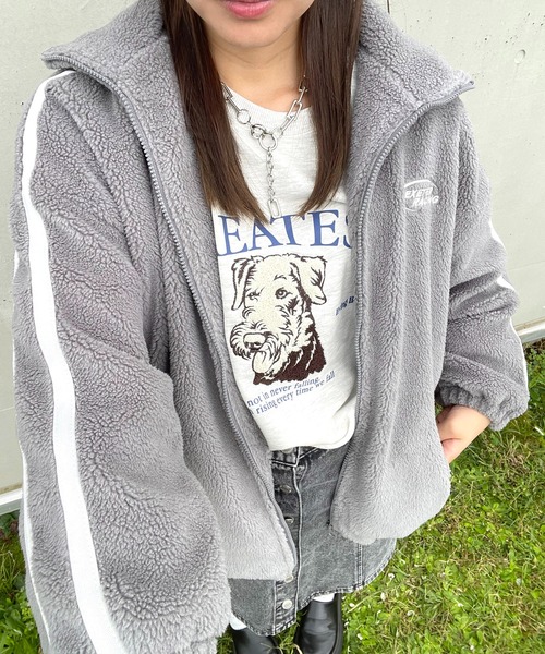 AS KNOW AS plus（アズノゥアズプラス）の「◇選べるアソートデザイン スタンドカラーボアブルゾン【UNISEX ITEM】（ブルゾン・レディース・アイボリー/ブラック/グレー/ホワイト系その他/ベージュ系その他・FREE）」の21枚目の写真