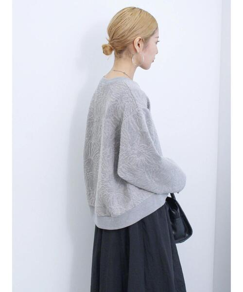 Samansa Mos2 blue（サマンサモスモスブルー）の「ジャカードダンボールプルオーバー（Tシャツ/カットソー・レディース・キナリ/グレー/ブラック・F）」の20枚目の写真