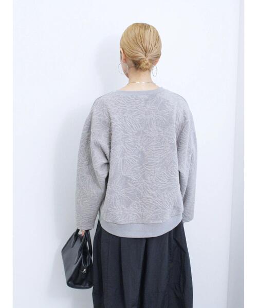 Samansa Mos2 blue（サマンサモスモスブルー）の「ジャカードダンボールプルオーバー（Tシャツ/カットソー・レディース・キナリ/グレー/ブラック・F）」の10枚目の写真