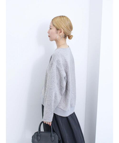 Samansa Mos2 blue（サマンサモスモスブルー）の「ジャカードダンボールプルオーバー（Tシャツ/カットソー・レディース・キナリ/グレー/ブラック・F）」の11枚目の写真