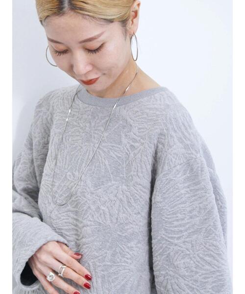 Samansa Mos2 blue（サマンサモスモスブルー）の「ジャカードダンボールプルオーバー（Tシャツ/カットソー・レディース・キナリ/グレー/ブラック・F）」の13枚目の写真