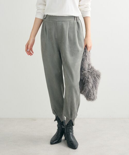 Green　Parks（グリーンパークス）の「・furryrateポンチスエードジョガーパンツ（その他パンツ・レディース・グリーン/モカ/チャコールグレー/アイボリー・FREE）」の4枚目の写真