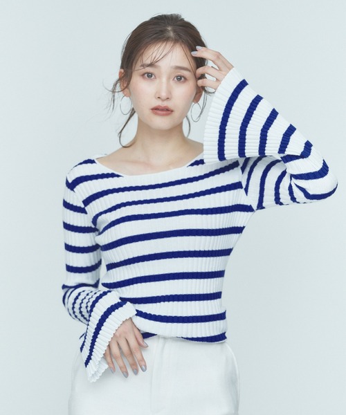 BLUE×PALANG（ブルーパラン）の「BORDER KNIT（ニット/セーター・レディース・ホワイト×ブルー/ホワイト×ネイビー/ネイビー×ホワイト・FREE）」の12枚目の写真