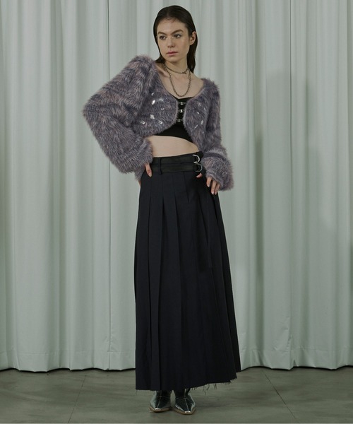 Ezick（エジック）の「Stuffed shaggy ビジューニットカーディガン（カーディガン/ボレロ・レディース・グレー系その他/ブラック/ボルドー・FREE）」の14枚目の写真