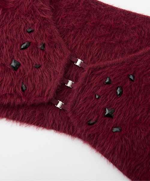 Ezick（エジック）の「Stuffed shaggy ビジューニットカーディガン（カーディガン/ボレロ・レディース・グレー系その他/ブラック/ボルドー・FREE）」の17枚目の写真