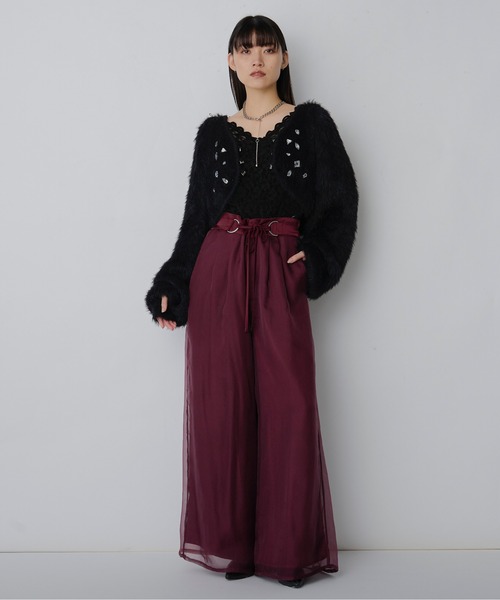 Ezick（エジック）の「Stuffed shaggy ビジューニットカーディガン（カーディガン/ボレロ・レディース・グレー系その他/ブラック/ボルドー・FREE）」の12枚目の写真