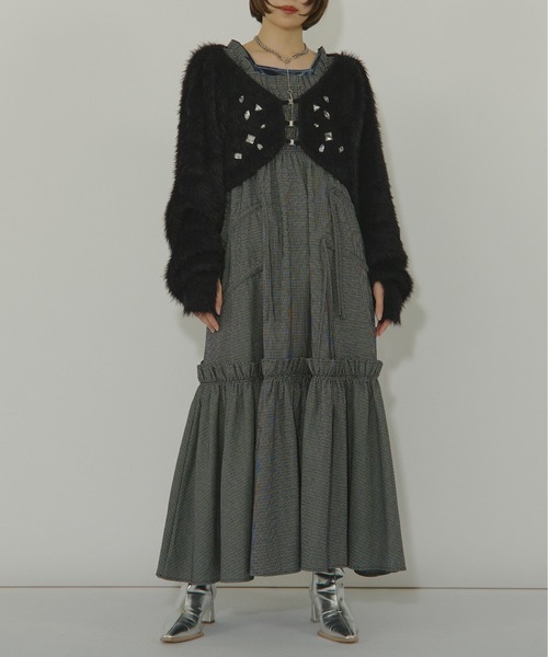 Ezick（エジック）の「Stuffed shaggy ビジューニットカーディガン（カーディガン/ボレロ・レディース・グレー系その他/ブラック/ボルドー・FREE）」の20枚目の写真