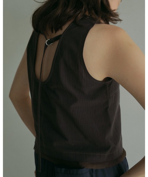 セール】Backopen Check Tops（Tシャツ/カットソー）｜anuke