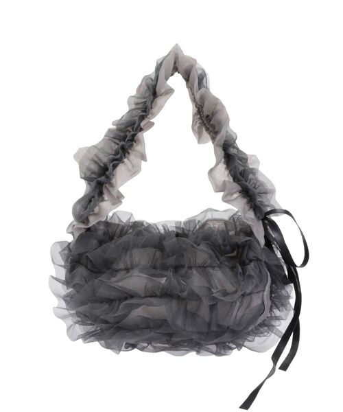 LAGUNAMOON(ラグナムーン)の「チュールフリルBAG(ハンドバッグ・レディース・ベージュ/チャコールグレー・FREE)」の11枚目の写真