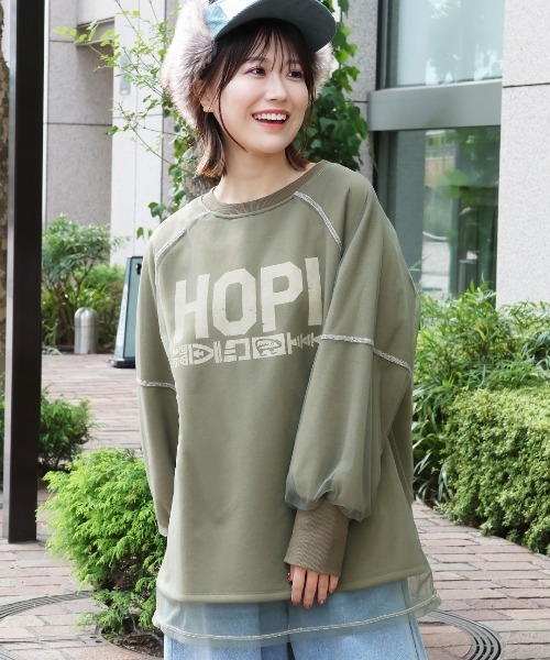 チチカカ(チチカカ)の「チュールレイヤードスウェットプルオーバー(Tシャツ/カットソー・レディース・グレー/ブラック/カーキ・FREE)」の3枚目の写真
