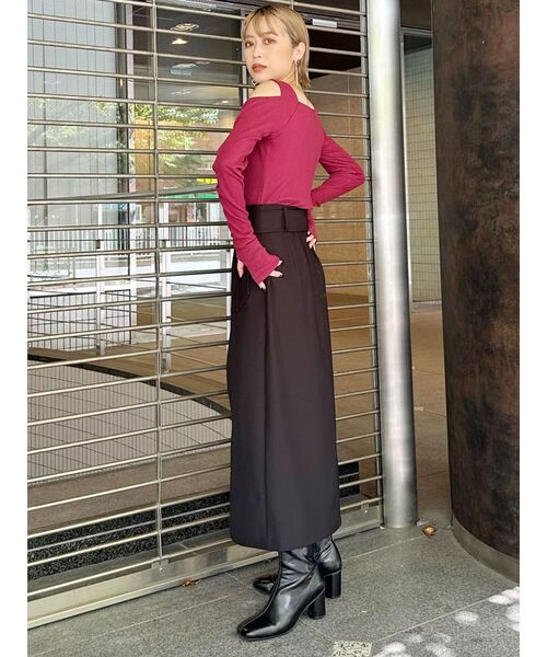 MURUA（ムルーア）の「ワイドベルトラップスカート（スカート・レディース・ブラック・1/2）」の9枚目の写真