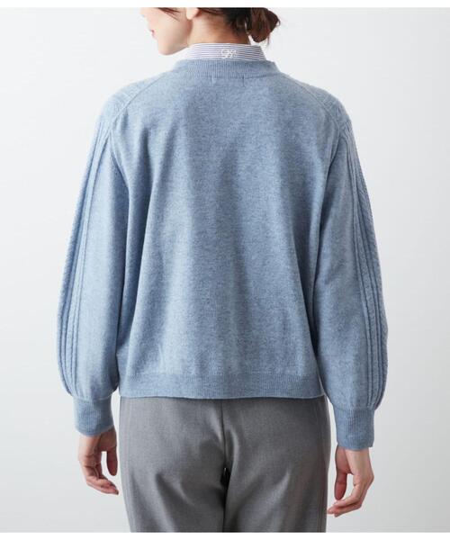 NEWYORKER(ニューヨーカー)の「ウールカシミヤ Vネックショートカーディガン(カーディガン/ボレロ・レディース・ホワイト/サックスブルー・M/L)」の20枚目の写真