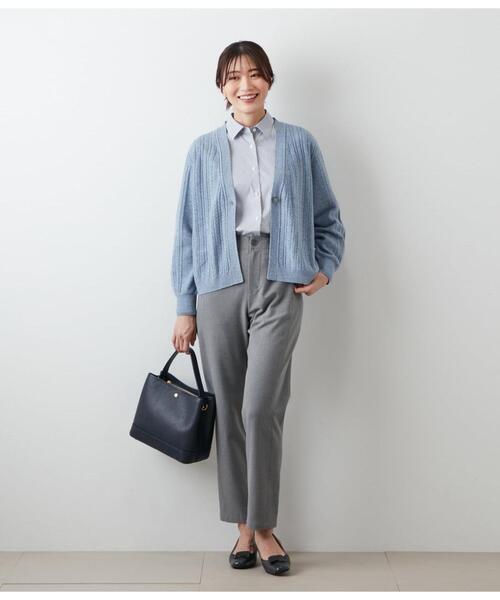 NEWYORKER(ニューヨーカー)の「ウールカシミヤ Vネックショートカーディガン(カーディガン/ボレロ・レディース・ホワイト/サックスブルー・M/L)」の14枚目の写真
