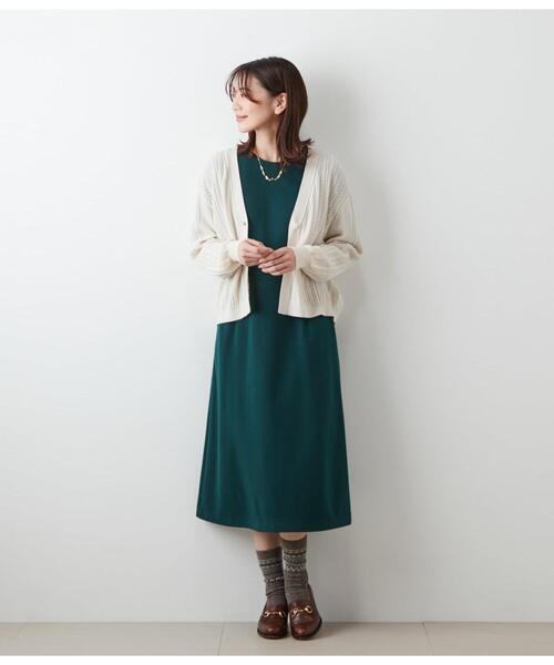 NEWYORKER(ニューヨーカー)の「ウールカシミヤ Vネックショートカーディガン(カーディガン/ボレロ・レディース・ホワイト/サックスブルー・M/L)」の17枚目の写真