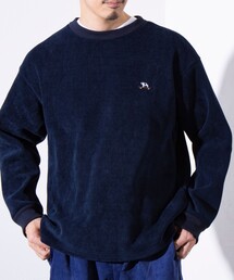 GLOSTER | 【GLOSTER】フレンチブルドッグ刺繍 裏フリース コーデュロイ ボンディング プルオーバー(スウェット)