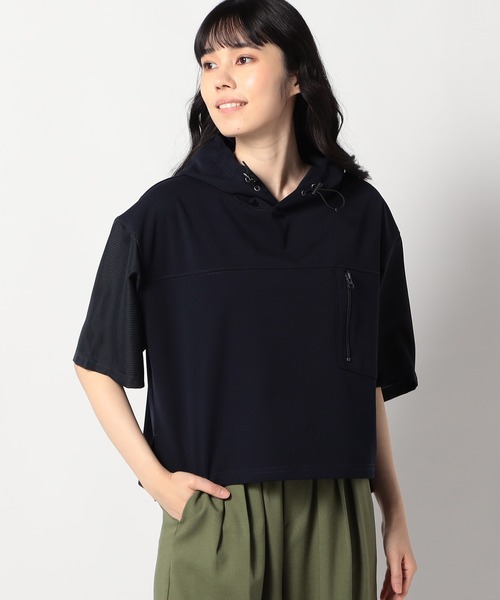 Grand PARK（グランドパーク）の「圧縮カノコ ショートワイドパーカー（その他トップス・レディース・ホワイト/ブラック/ネイビー・FREE）」の3枚目の写真