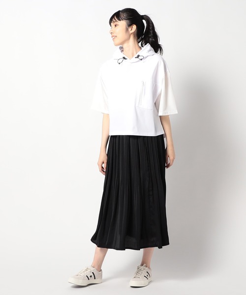 Grand PARK（グランドパーク）の「圧縮カノコ ショートワイドパーカー（その他トップス・レディース・ホワイト/ブラック/ネイビー・FREE）」の4枚目の写真