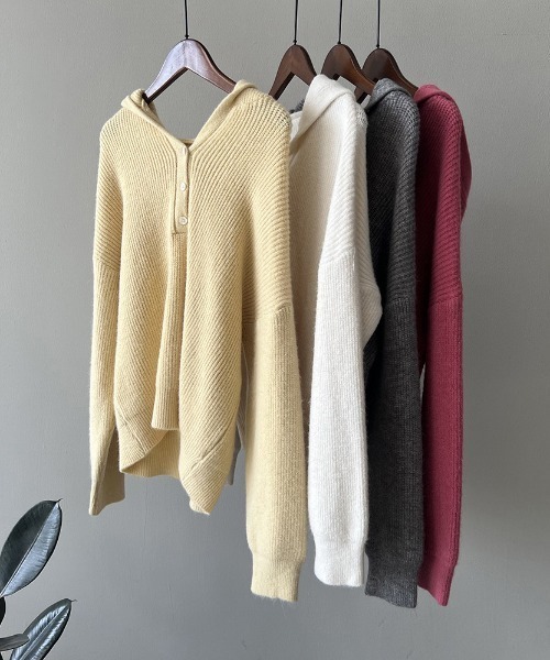 セール】フード付きニットプルオーバー（ニット/セーター）｜Alum