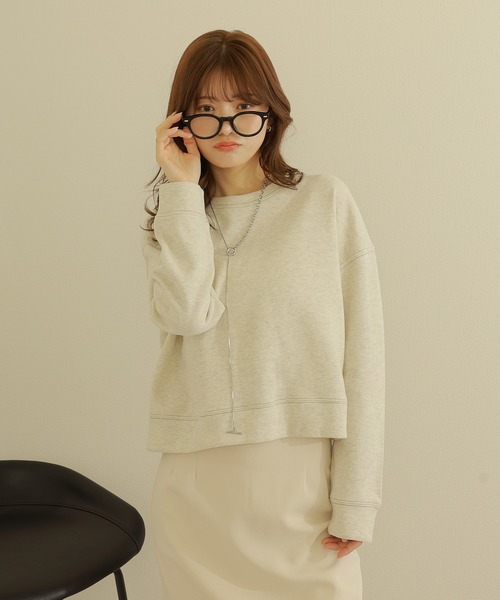 LAULEN（ローレン）の「crew neck drop shoulder sweat /クルーネック ドロップショルダー スウェット プルオーバー（スウェット・レディース・グレー/ネイビー/ピンク/グリーン・FREE）」の2枚目の写真