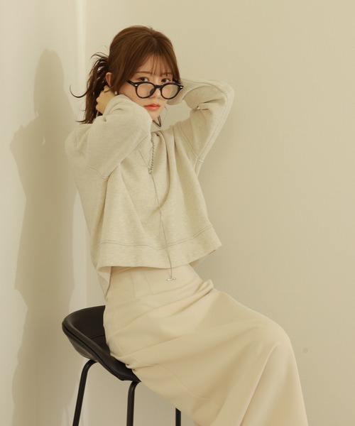 LAULEN（ローレン）の「crew neck drop shoulder sweat /クルーネック ドロップショルダー スウェット プルオーバー（スウェット・レディース・グレー/ネイビー/ピンク/グリーン・FREE）」の5枚目の写真