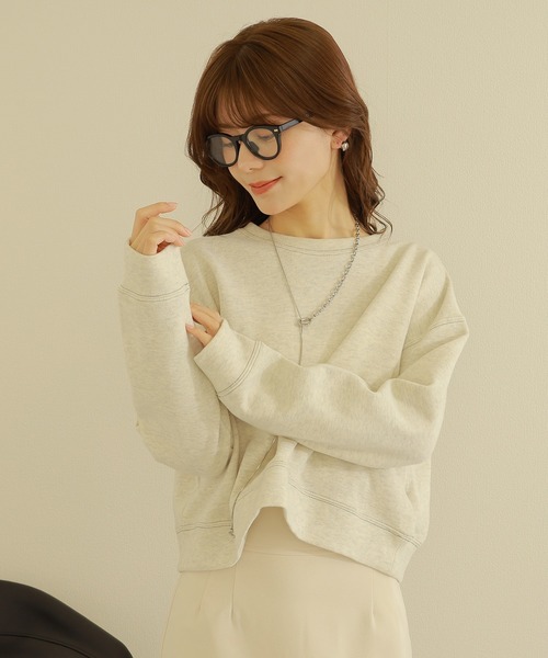 LAULEN（ローレン）の「crew neck drop shoulder sweat /クルーネック ドロップショルダー スウェット プルオーバー（スウェット・レディース・グレー/ネイビー/ピンク/グリーン・FREE）」の8枚目の写真