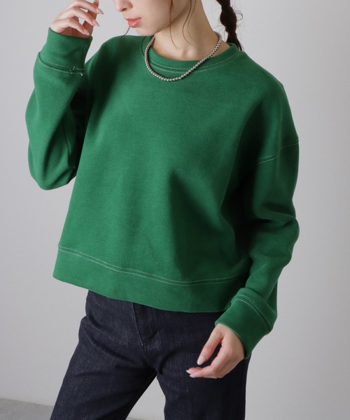 LAULEN（ローレン）の「crew neck drop shoulder sweat /クルーネック ドロップショルダー スウェット プルオーバー（スウェット・レディース・グレー/ネイビー/ピンク/グリーン・FREE）」の10枚目の写真