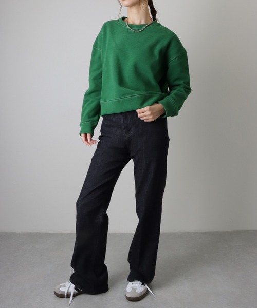 LAULEN（ローレン）の「crew neck drop shoulder sweat /クルーネック ドロップショルダー スウェット プルオーバー（スウェット・レディース・グレー/ネイビー/ピンク/グリーン・FREE）」の13枚目の写真