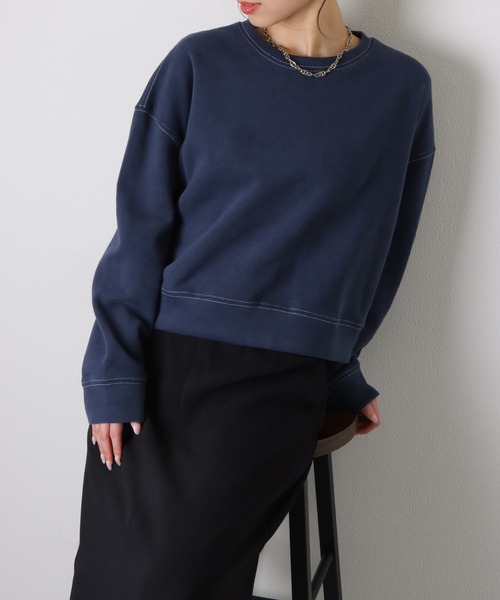 LAULEN（ローレン）の「crew neck drop shoulder sweat /クルーネック ドロップショルダー スウェット プルオーバー（スウェット・レディース・グレー/ネイビー/ピンク/グリーン・FREE）」の14枚目の写真
