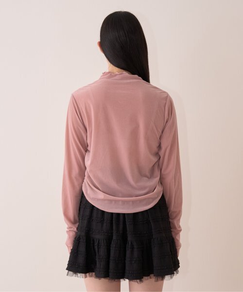 Mi-je(ミジェ)の「シアーベロアトップス【韓国ファッション】(Tシャツ/カットソー・レディース・ブラック/アイボリー/ネイビー/ピンク・M/S)」の12枚目の写真