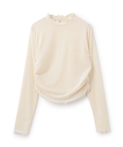 Mi-je(ミジェ)の「シアーベロアトップス【韓国ファッション】(Tシャツ/カットソー・レディース・ブラック/アイボリー/ネイビー/ピンク・M/S)」の14枚目の写真